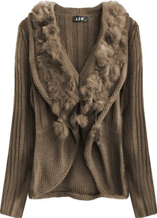 SWETER O GRUBYM SPLOCIE CIEMNOBRĄZOWY (1618)