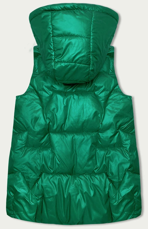 Bezrękawnik damski z kapturem zielony (B8171-82)