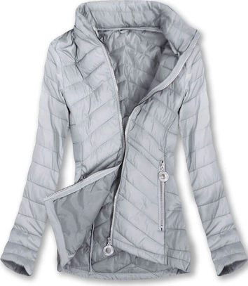 PIKOWANA KURTKA Z KAPTUREM SZARA (W622)