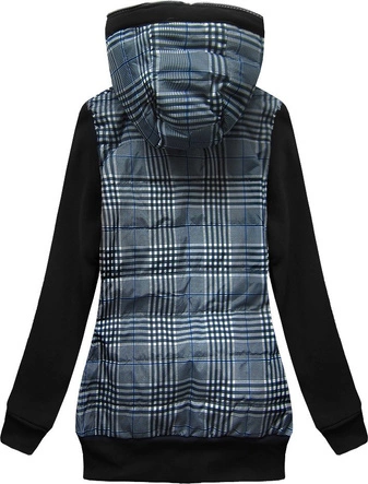 BLUZA Z ŁĄCZONYCH MATERIAŁÓW GRANATOWO-CZARNA (631)