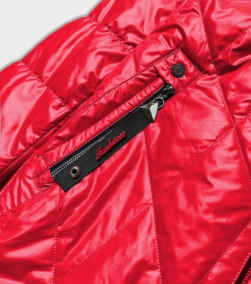 DAMSKA KURTKA Z KAPTUREM CZERWONA (7726)