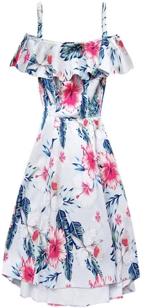 ASYMETRYCZNA SUKIENKA Z FALBANĄ BŁĘKITNA (91ART)