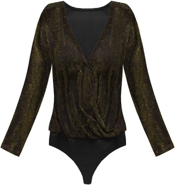 BŁYSZCZĄCE KOPERTOWE BODY CZARNO-ZŁOTE (171ART)