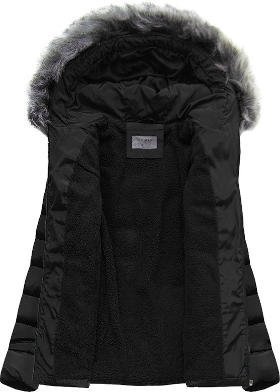 PIKOWANA KURTKA Z KAPTUREM CZARNA (B2631)