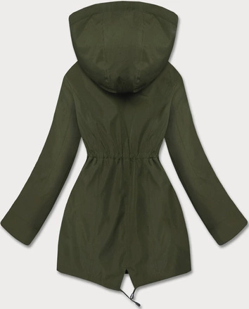 Cienka parka dwustronna damska army-czarna (16M9081-136)