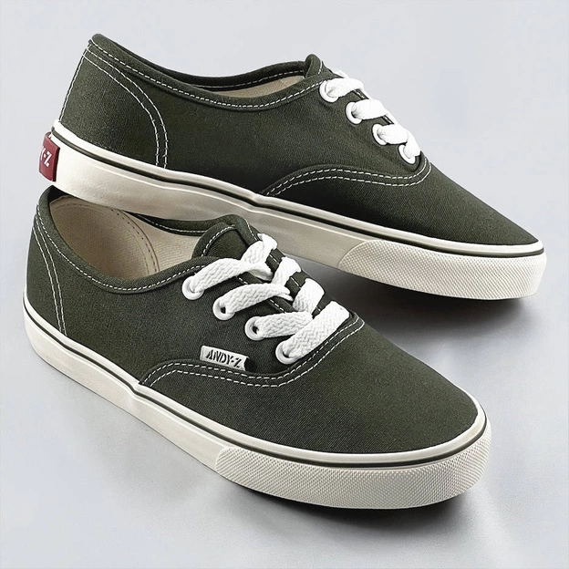 Sznurowane tenisówki damskie khaki (a8865)