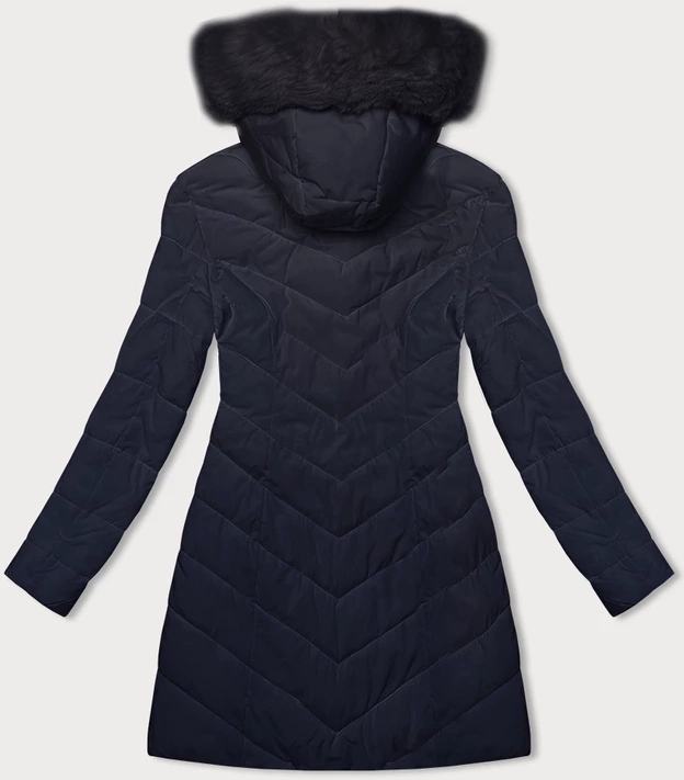 Pikowana kurtka zimowa damska z kapturem LHD granatowa (2M-057)