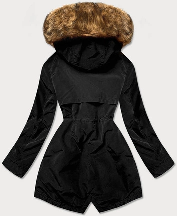 Zimowa parka damska na futrze czarna (m21312)