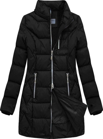 PIKOWANA KURTKA Z KAPTUREM CZARNA (B2644)