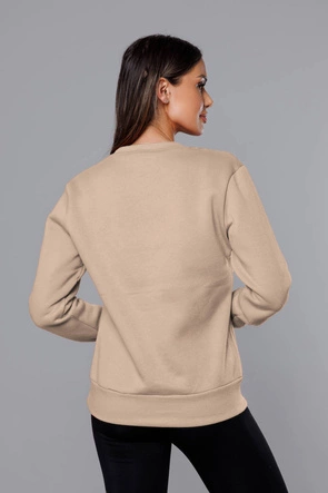 BLUZA DRESOWA DAMSKA ZE ŚCIĄGACZAMI CIEMNOBEŻOWA (W01-6)