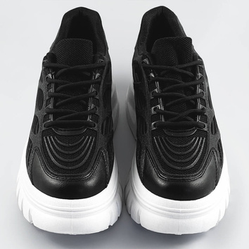 Sportowe buty damskie na platformie czarne (s222)
