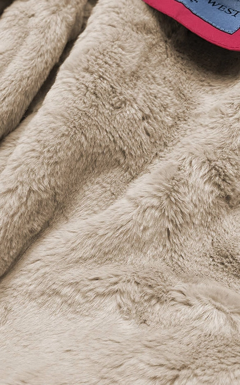 PARKA DAMSKA ZIMOWA NA MISIU CZERWONO-BEŻOWA (B2714-4)