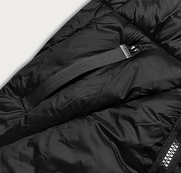 Długa kurtka zimowa damska czarna (23070-1)