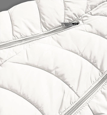 Krótka dwustronna kurtka damska zimowa śmietanowo-szara (2M-21507)