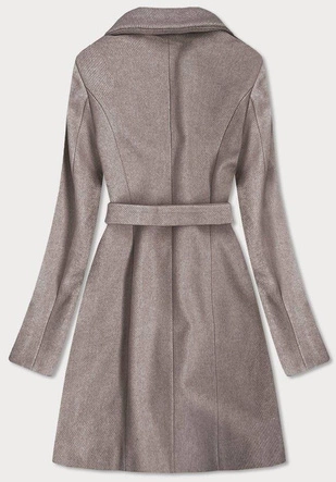 Elegancki płaszcz z paskiem brązowy (x2708x)