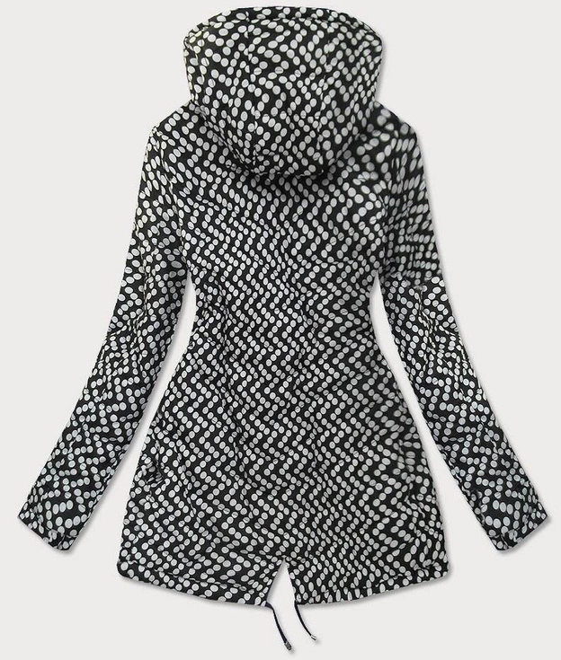 Dwustronna kurtka parka damska granatowa/kropki (w662)