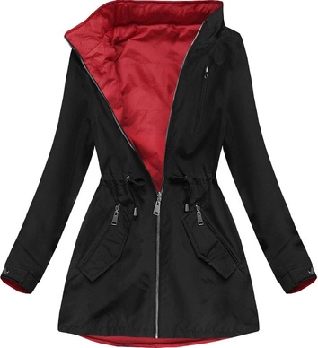 DWUSTRONNA PARKA Z KAPTUREM CZARNA (W645)