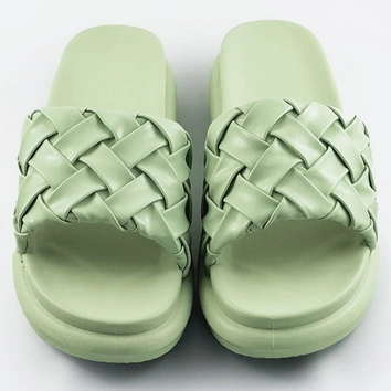 Damskie klapki z plecionką zielone (xa-137)