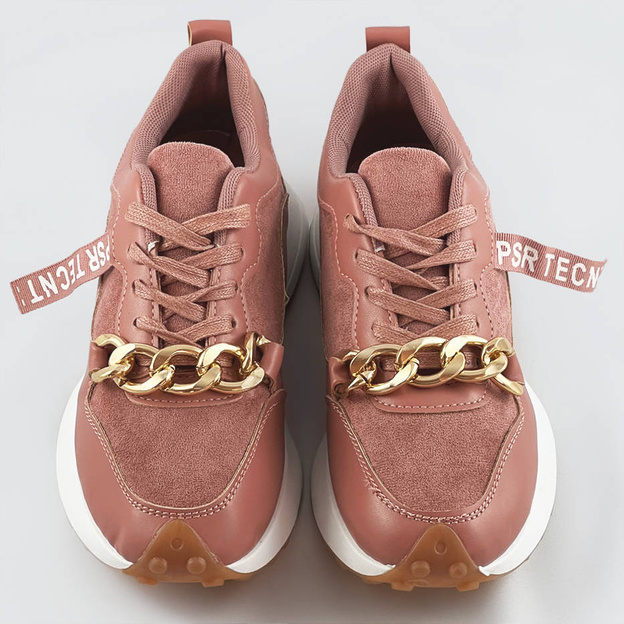 Buty sportowe z łańcuchem różowe (n-206)