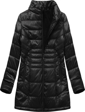 PIKOWANA DAMSKA KURTKA ZIMOWA Z KAPTUREM CZARNA (B2617-30)