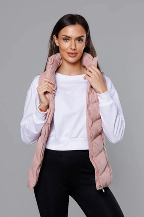 Puchowy bezrękawnik damski różowy (5M719-46)