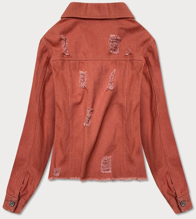 KRÓTKA DAMSKA KURTKA JEANSOWA CEGLANA (621ART)