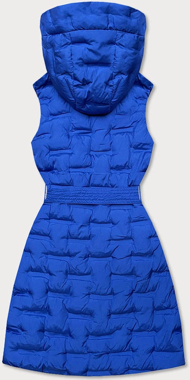 Długi damski bezrękawnik z paskiem chabrowy (jin217)