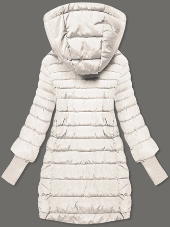 KURTKA DAMSKA Z DZIANINOWYMI ŚCIĄGACZAMI ECRU (P22-6637-12)