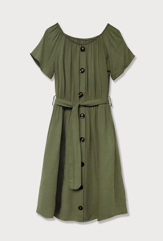 SUKIENKA MIDI Z GUZIKAMI KHAKI (398ART)