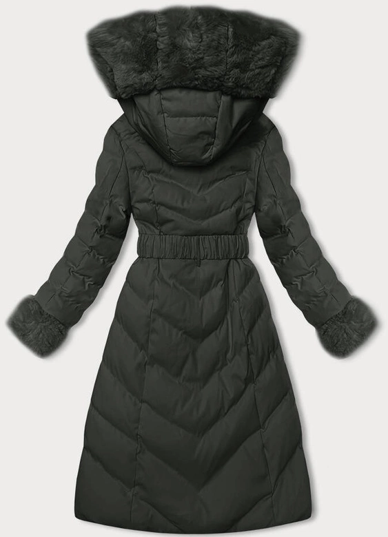 Zimowa kurtka damska z paskiem army (5M3156-136)