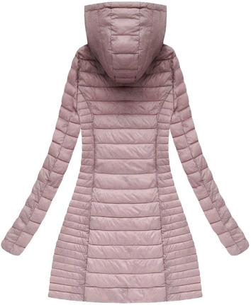 DŁUŻSZA PIKOWANA KURTKA Z KAPTUREM ANTYCZNY RÓŻ (XB7127X)