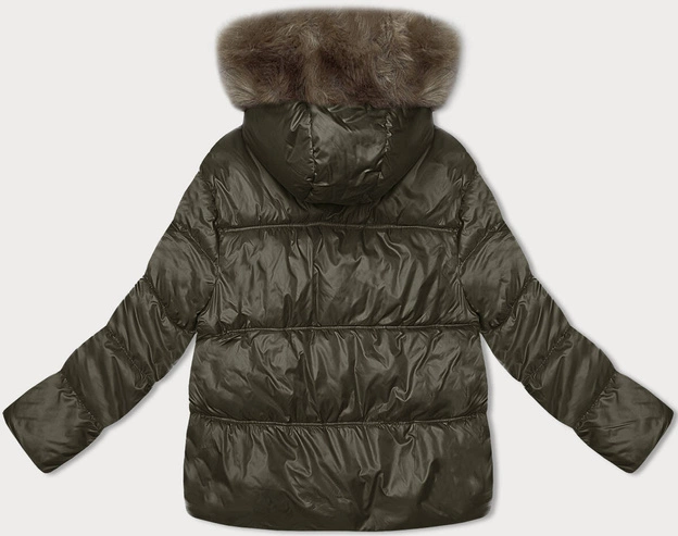 Zimowa kurtka damska z kapturem army (B8205-11)