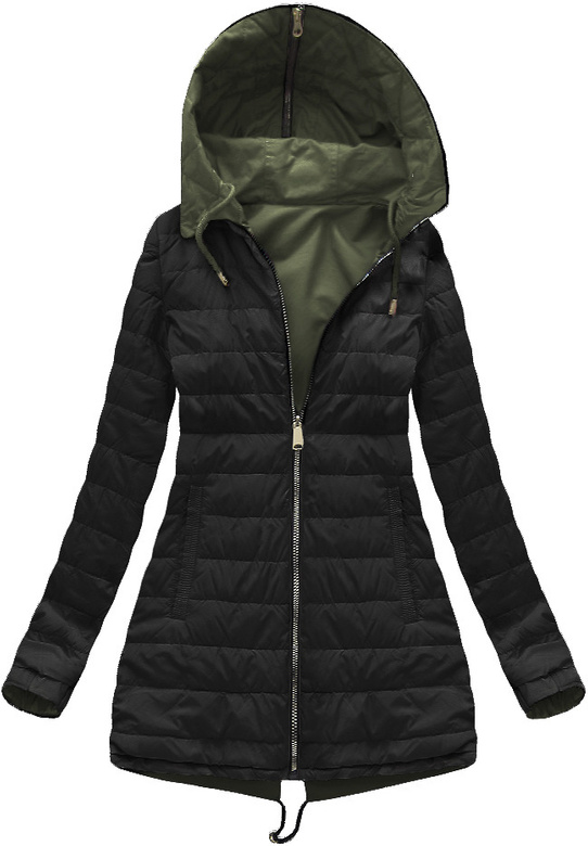 DWUSTRONNA KURTKA Z KAPTUREM KHAKI (XW622X)