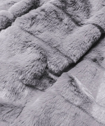 Kurtka damska futro z kapturem szara (br9742-9)