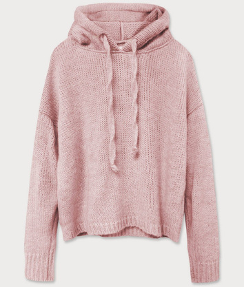 DAMSKI SWETER Z KAPTUREM ANTYCZNY RÓŻ (603ART)