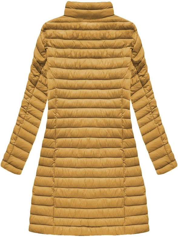 PIKOWANA KURTKA Z KAPTUREM MUSZTARDOWA (7472-PLUS)