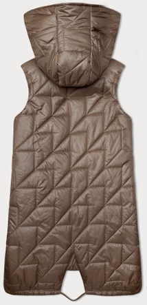 Pikowana kamizelka damska z asymetrycznym dołem S'West ciemny beż (B8237-101)