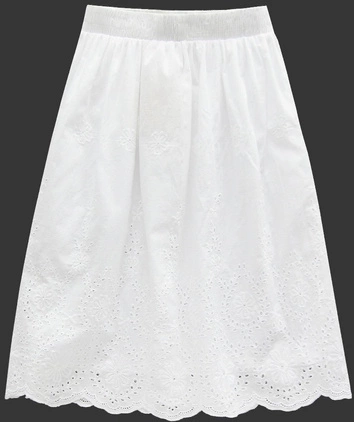 BAWEŁNIANA SPÓDNICA Z HAFTOWANYMI WZORAMI BIAŁA (6181)