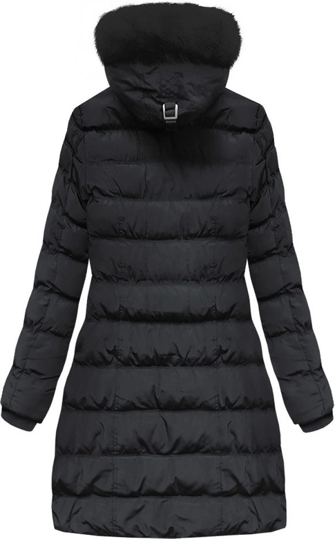 PIKOWANA DAMSKA KURTKA ZIMOWA Z KAPTUREM GRAFITOWA (A913)