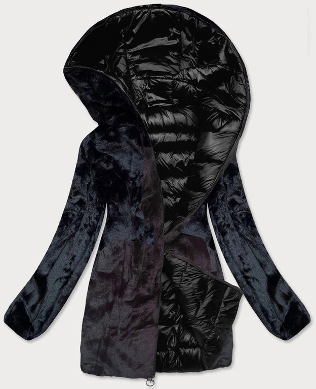 DWUSTRONNA KURTKA DAMSKA ZIMOWA CZARNA (B9582-101)