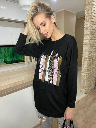 LUŹNA TUNIKA Z DZIANINY CZARNA (9281/1)