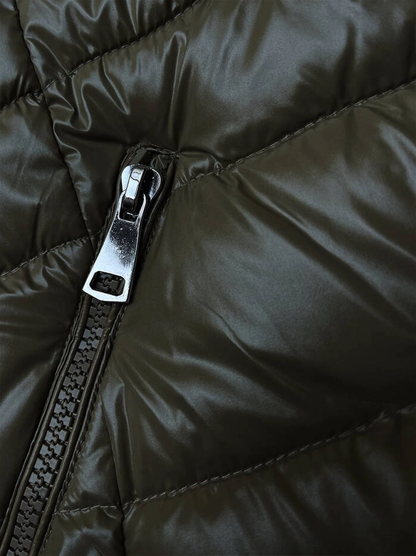 Pikowana kurtka zimowa damska khaki (V776G)