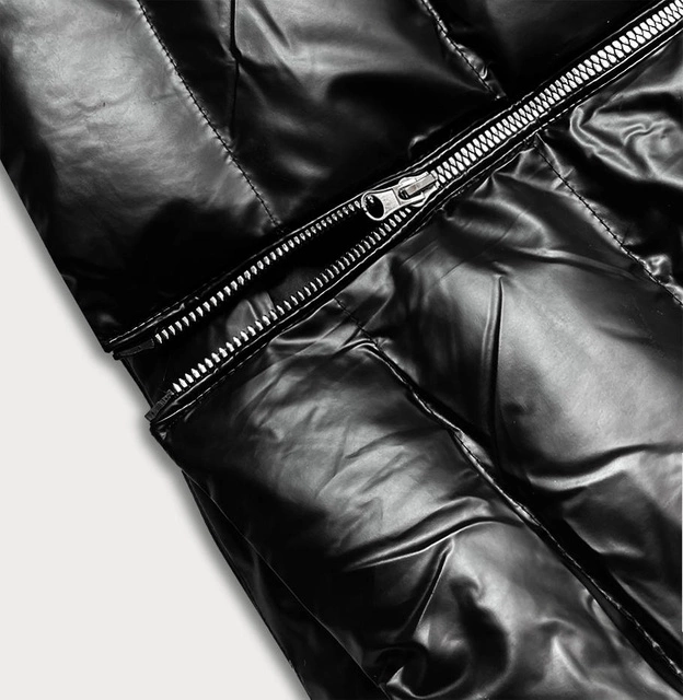 PIKOWANA DAMSKA KURTKA ZIMOWA CZARNA (5M777-392A)