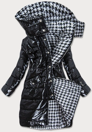 BŁYSZCZĄCA KURTKA ZIMOWA DAMSKA CZARNA (638ART)