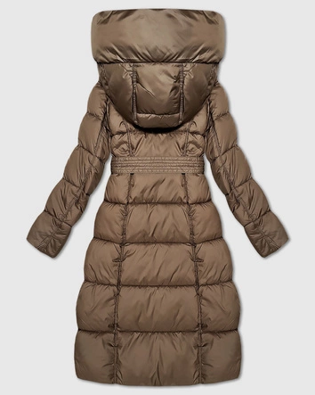 Długa gruba kurtka zimowa z paskiem Minority brązowa (P3-6033-305)
