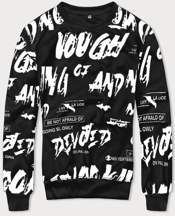 Cienka bluza ze ściągaczami czarna (8B1107-3)