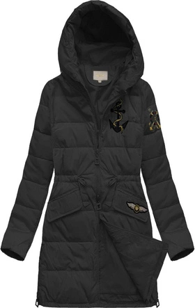 PIKOWANA KURTKA Z NASZYWKAMI CZARNA (MODEL14)