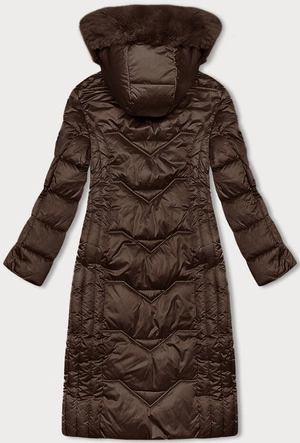Taliowana długa kurtka zimowa brązowa S'west (B8201-14)