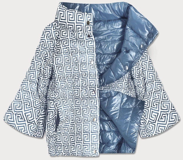 DWUSTRONNA KURTKA DAMSKA Z RĘKAWEM 3/4 NIEBIESKA (6103)