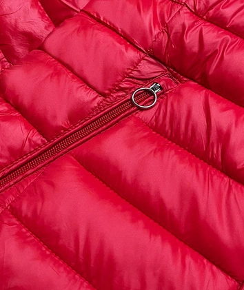 Pikowana kurtka dwustronna damska czerwona (b9775-4)